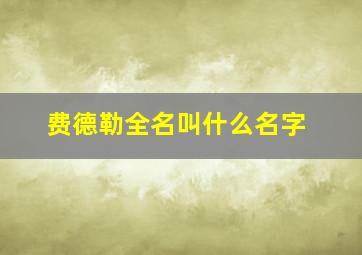 费德勒全名叫什么名字