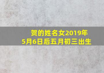 贺的姓名女2019年5月6日后五月初三出生