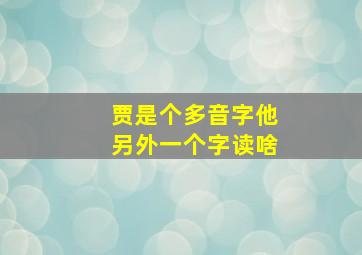 贾是个多音字他另外一个字读啥