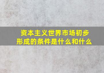 资本主义世界市场初步形成的条件是什么和什么