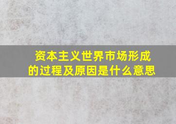 资本主义世界市场形成的过程及原因是什么意思