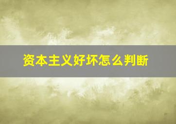 资本主义好坏怎么判断