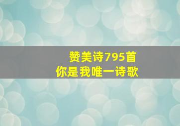 赞美诗795首你是我唯一诗歌