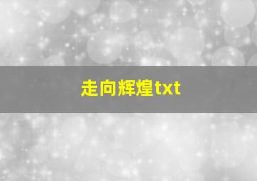 走向辉煌txt