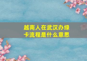 越南人在武汉办绿卡流程是什么意思