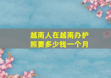 越南人在越南办护照要多少钱一个月