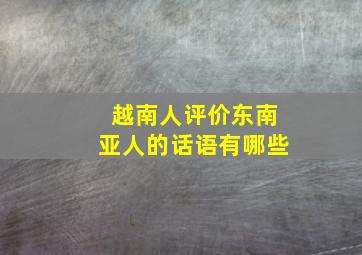 越南人评价东南亚人的话语有哪些