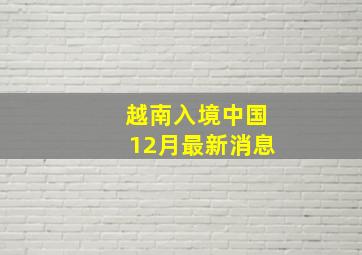 越南入境中国12月最新消息