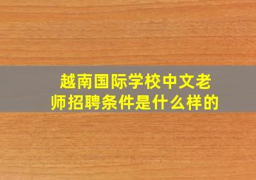 越南国际学校中文老师招聘条件是什么样的