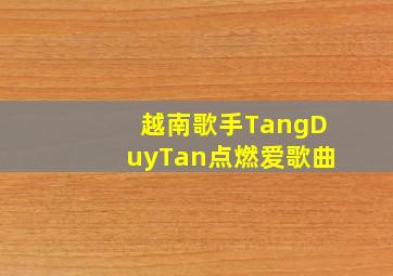 越南歌手TangDuyTan点燃爱歌曲