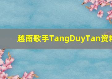 越南歌手TangDuyTan资料