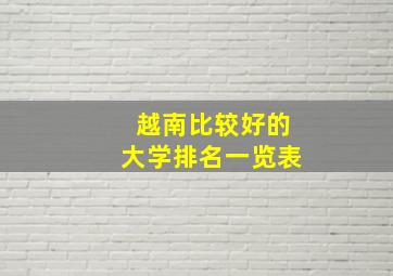 越南比较好的大学排名一览表