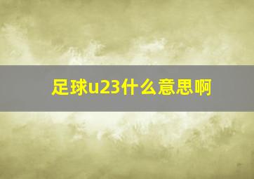 足球u23什么意思啊