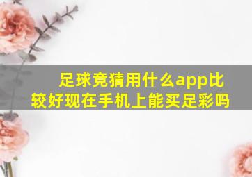 足球竞猜用什么app比较好现在手机上能买足彩吗