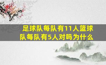 足球队每队有11人篮球队每队有5人对吗为什么