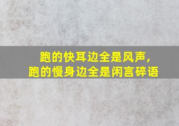 跑的快耳边全是风声,跑的慢身边全是闲言碎语