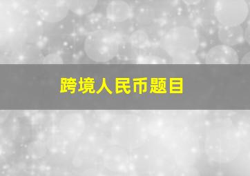 跨境人民币题目