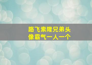 路飞索隆兄弟头像霸气一人一个