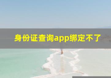 身份证查询app绑定不了