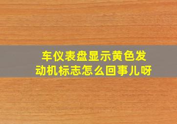 车仪表盘显示黄色发动机标志怎么回事儿呀