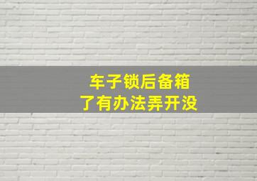 车子锁后备箱了有办法弄开没