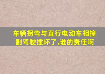 车辆拐弯与直行电动车相撞副驾驶撞坏了,谁的责任啊