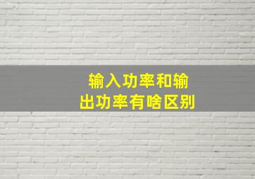 输入功率和输出功率有啥区别