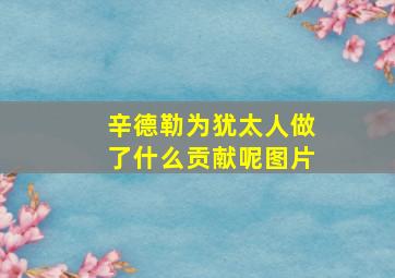 辛德勒为犹太人做了什么贡献呢图片