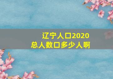 辽宁人口2020总人数口多少人啊