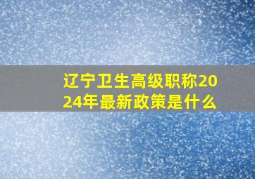 辽宁卫生高级职称2024年最新政策是什么