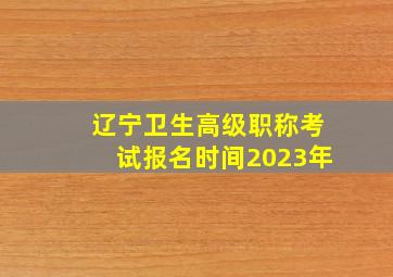 辽宁卫生高级职称考试报名时间2023年