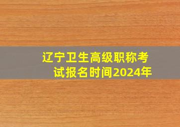 辽宁卫生高级职称考试报名时间2024年