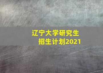 辽宁大学研究生招生计划2021