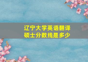 辽宁大学英语翻译硕士分数线是多少