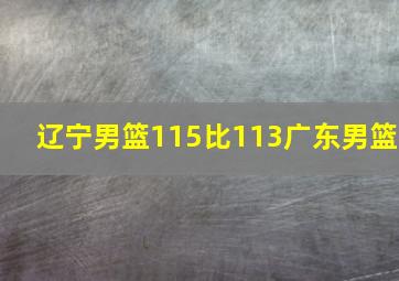 辽宁男篮115比113广东男篮