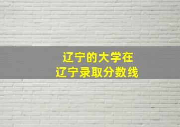 辽宁的大学在辽宁录取分数线