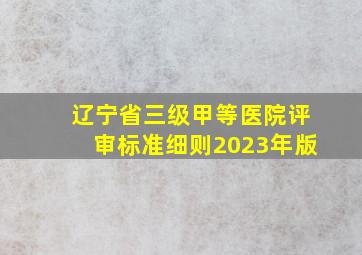 辽宁省三级甲等医院评审标准细则2023年版