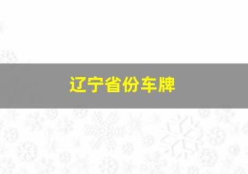 辽宁省份车牌