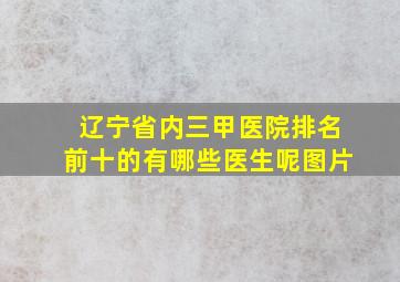 辽宁省内三甲医院排名前十的有哪些医生呢图片