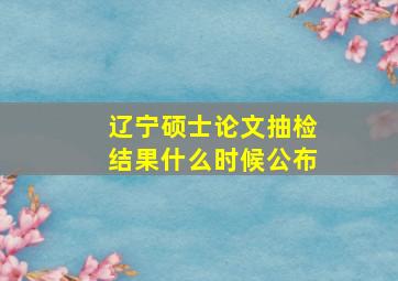 辽宁硕士论文抽检结果什么时候公布