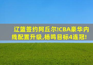 辽篮签约阿丘尔!CBA豪华内线配置升级,杨鸣目标4连冠!