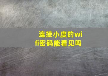 连接小度的wifi密码能看见吗