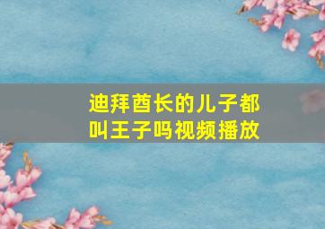 迪拜酋长的儿子都叫王子吗视频播放