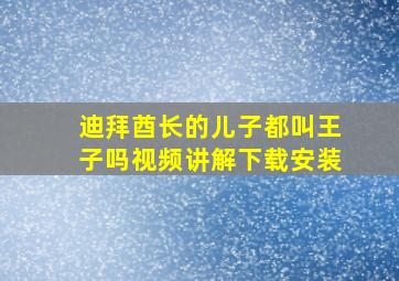 迪拜酋长的儿子都叫王子吗视频讲解下载安装