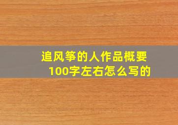 追风筝的人作品概要100字左右怎么写的