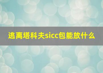 逃离塔科夫sicc包能放什么