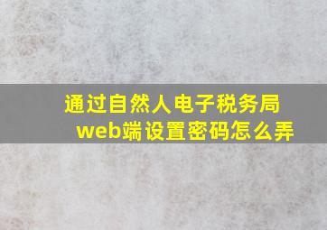 通过自然人电子税务局web端设置密码怎么弄