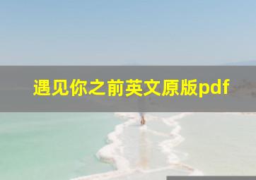 遇见你之前英文原版pdf