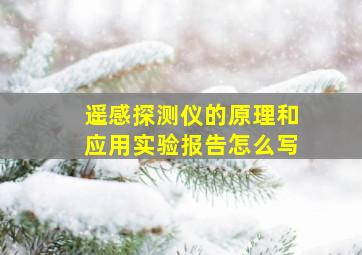 遥感探测仪的原理和应用实验报告怎么写