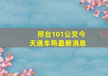 邢台101公交今天通车吗最新消息